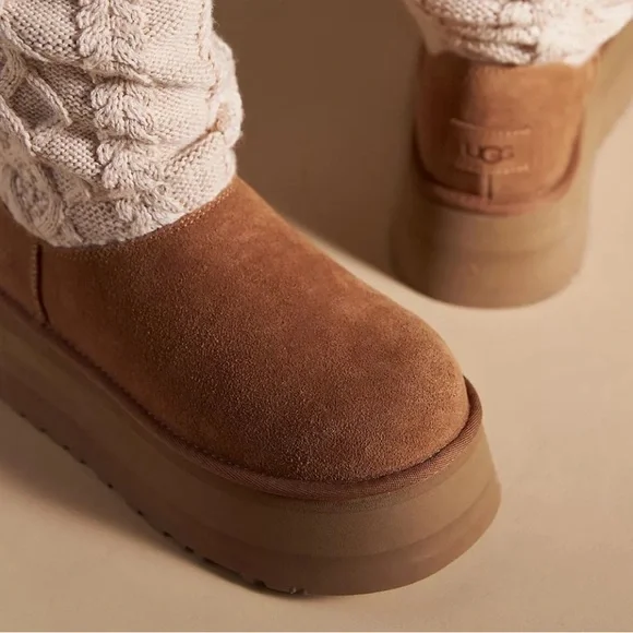 UGG Classic Sweater Letter Boot Chestnut Women's
